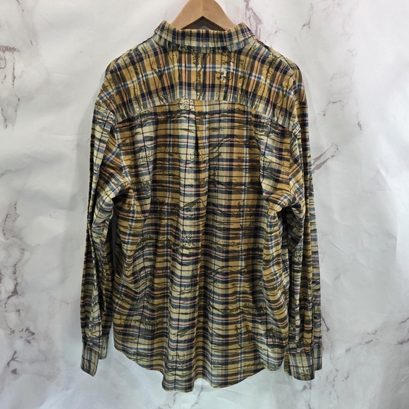 St Johns Bay Shirt Mens XL Brown Plaid Camp Mountain Tree Print Button Down - Picture 6 of 11
